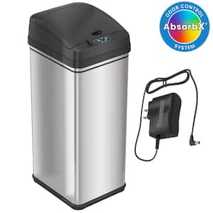 13 Gal. Stainless Steel Motion Sensing Touchless Trash Can with AC Adapter and Odor Control System