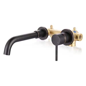 Oil Rubbed Bronze Single Handle Wall Mounted Bathroom Faucet, Swivel Spout Basin Faucet with Rough-in Valve