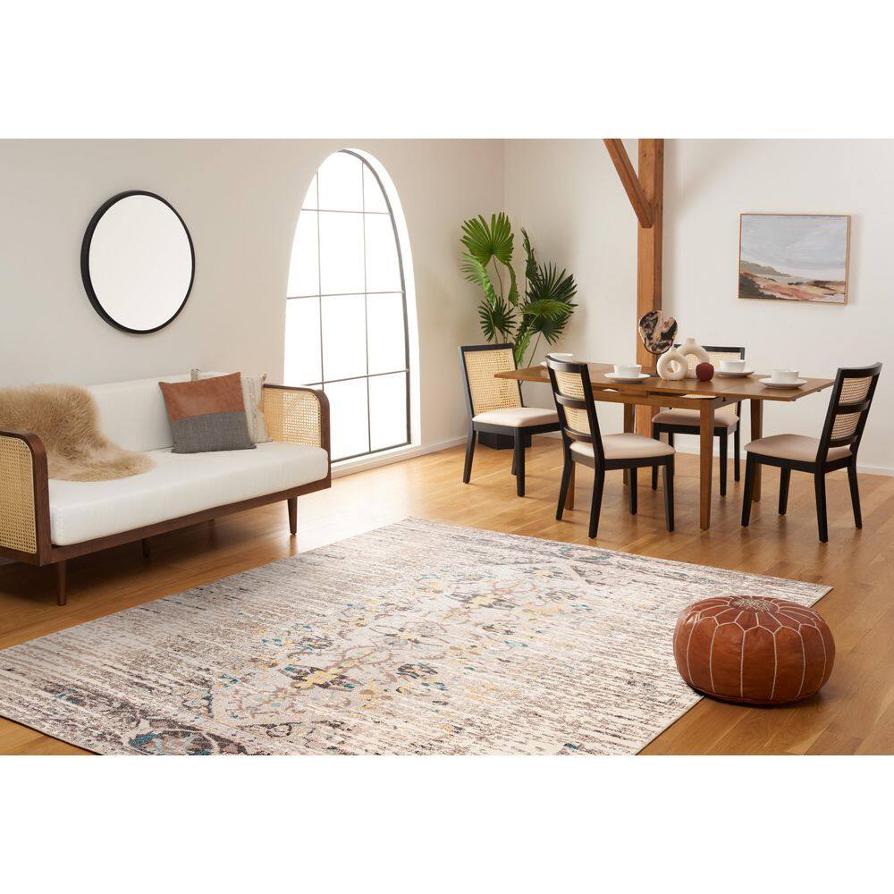 Monaco Grey and Multicolor Synthetic 10' x 14' Rectangular Rug