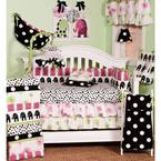 Hottsie Dottsie 8-Piece Pink, Black and White Elephant and Dots Crib Bedding Set