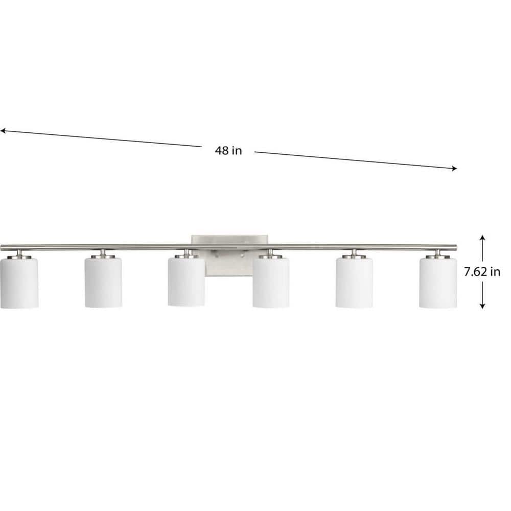 Replay Collection 48" Brushed Nickel 6-Light Bath Vanity with Etched Glass Shades