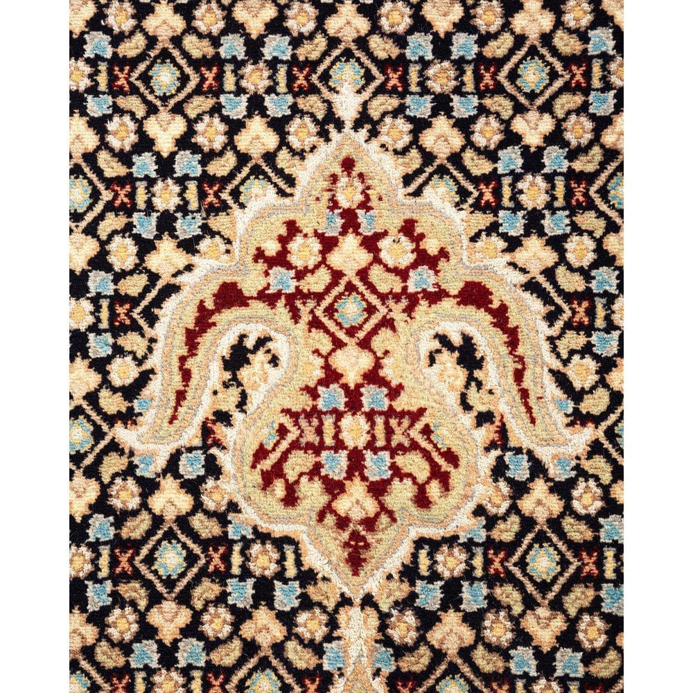 Mogul Blue and Beige Hand-Knotted Wool Area Rug