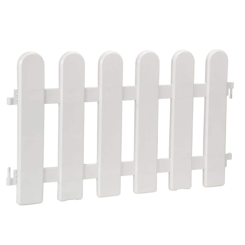 7 in. L x 8 in. W White Plastic Picket Fence Decorative Garden Fencing (4-P