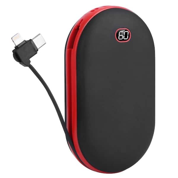 8000mAh Rechargeable Portable Hand Warmer Power Bank with 3-Heating Levels Double-sided Heating in Black