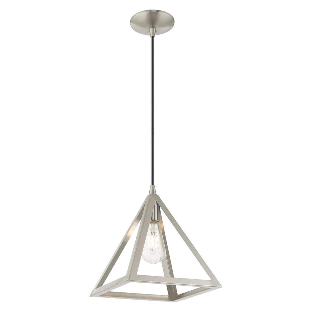 Brushed Nickel Mini Pendant Light with Geometric Shade