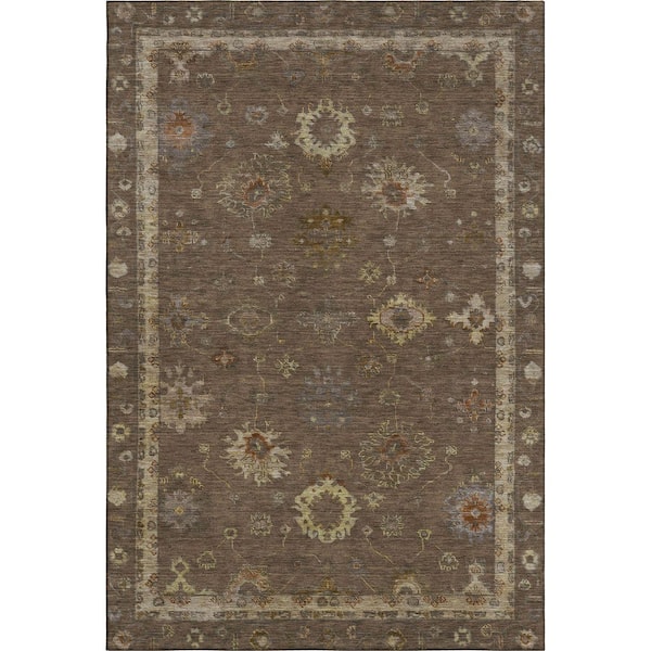 Mayfield Premium Machine Washable Abstract AMF2045 Chocolate 8 ft. x 10 ft. Area Rug