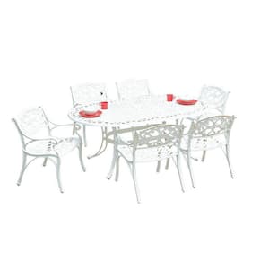 Sanibel White 7-Piece Cast Aluminum Outdoor Dining Set