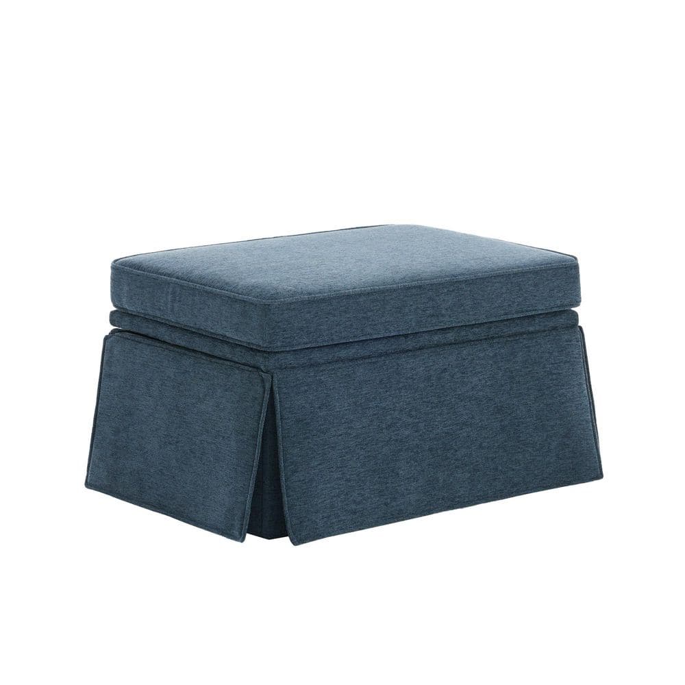 Uixe Navy Blue Chenille Rectangle Storage Ottoman CH0073SC-OT-NY