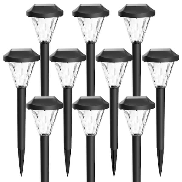 Warm White LED Solar Powered Weather Resistant Path Lights (10-Pack)