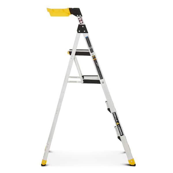 Gorilla Ladders - 5.5 ft. Aluminum Dual Platform Heavy-Duty Ladder with Project Bucket(10 ft. Reach), 300 lb. Capacity Type IA Duty Rating