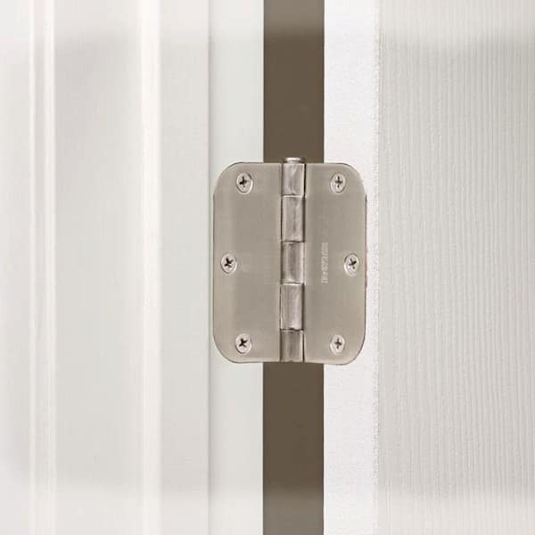 3-1/2 in. x 5/8 in. Radius Satin Nickel Squeak-Free Door Hinge (12-Pack)