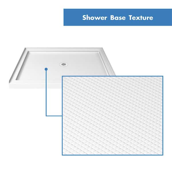 Flex 32 in. x 32 in. x 76.75 in. Pivot Shower Kit Door in Brushed Nickel with Center Drain White Base and Back Walls Kit