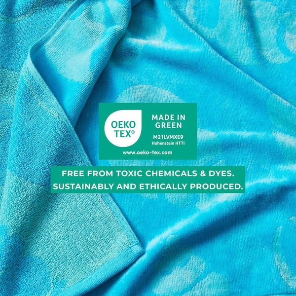 Karma Gifts Teal Jacquard Weave Beach Towel - 68" X 37" Cotton, Bohemian Style With Tassels - View #3