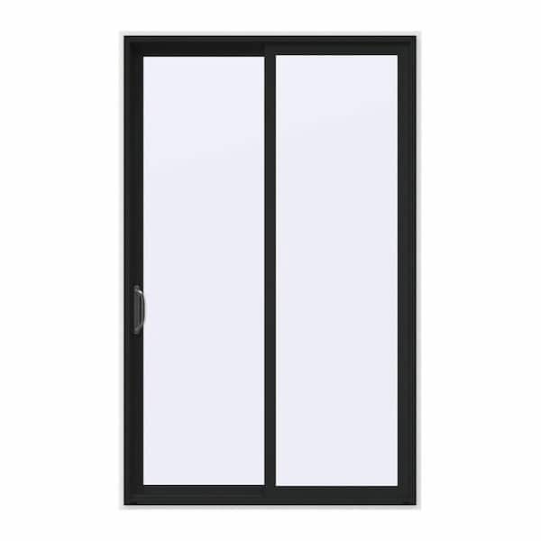 JELD-WEN 60 in. x 96 in. V-4500 Contemporary Bronze FiniShield Vinyl Left-Hand Full Lite Sliding Patio Door w/White Interior