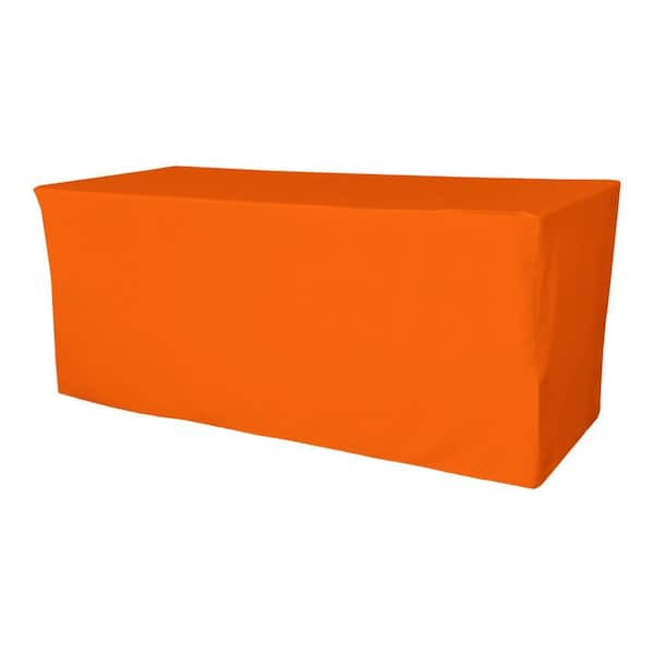 72 in. L x 30 in. W x 30 in. H Orange Polyester Poplin Fitted Tablecloth