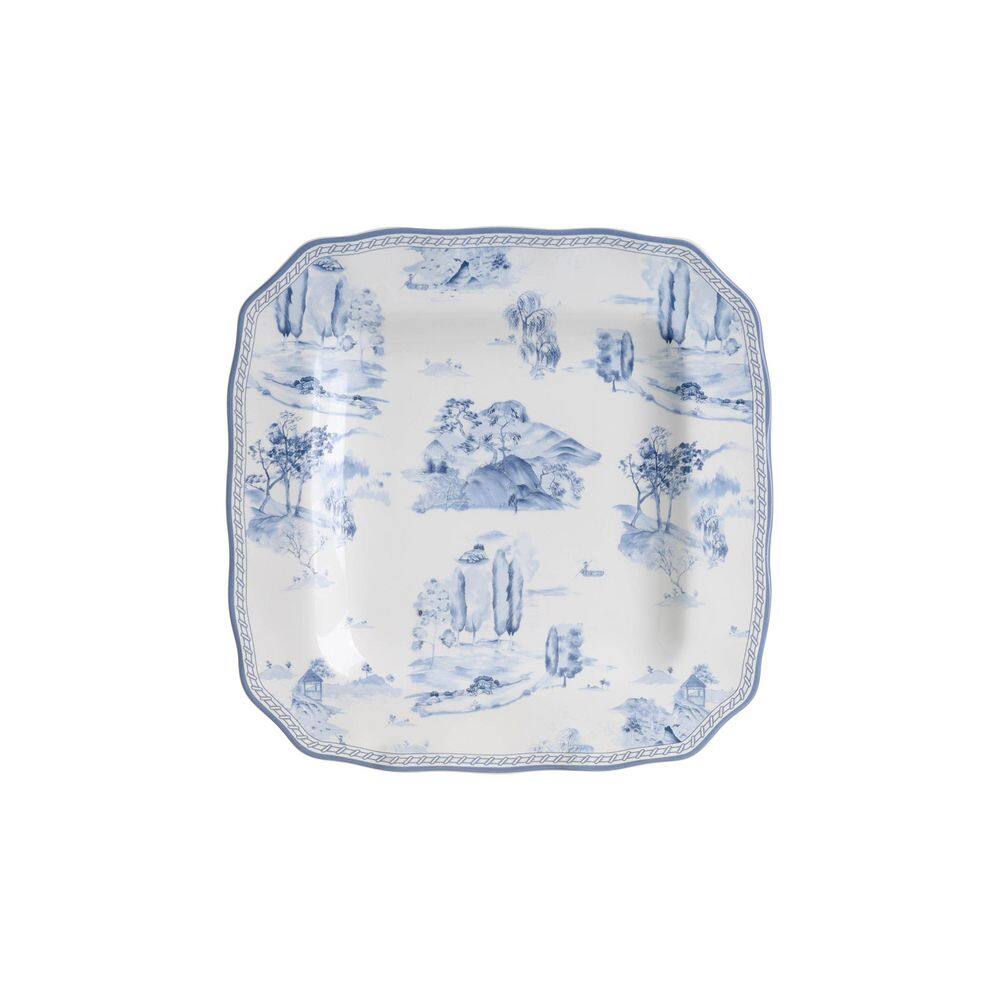 Scenic Toile Blue and White Porcelain 12-Piece Dinnerware Set
