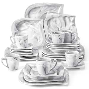 Elvira 30-Piece Grey Porcelain Dinnerware Set (Service for 6)