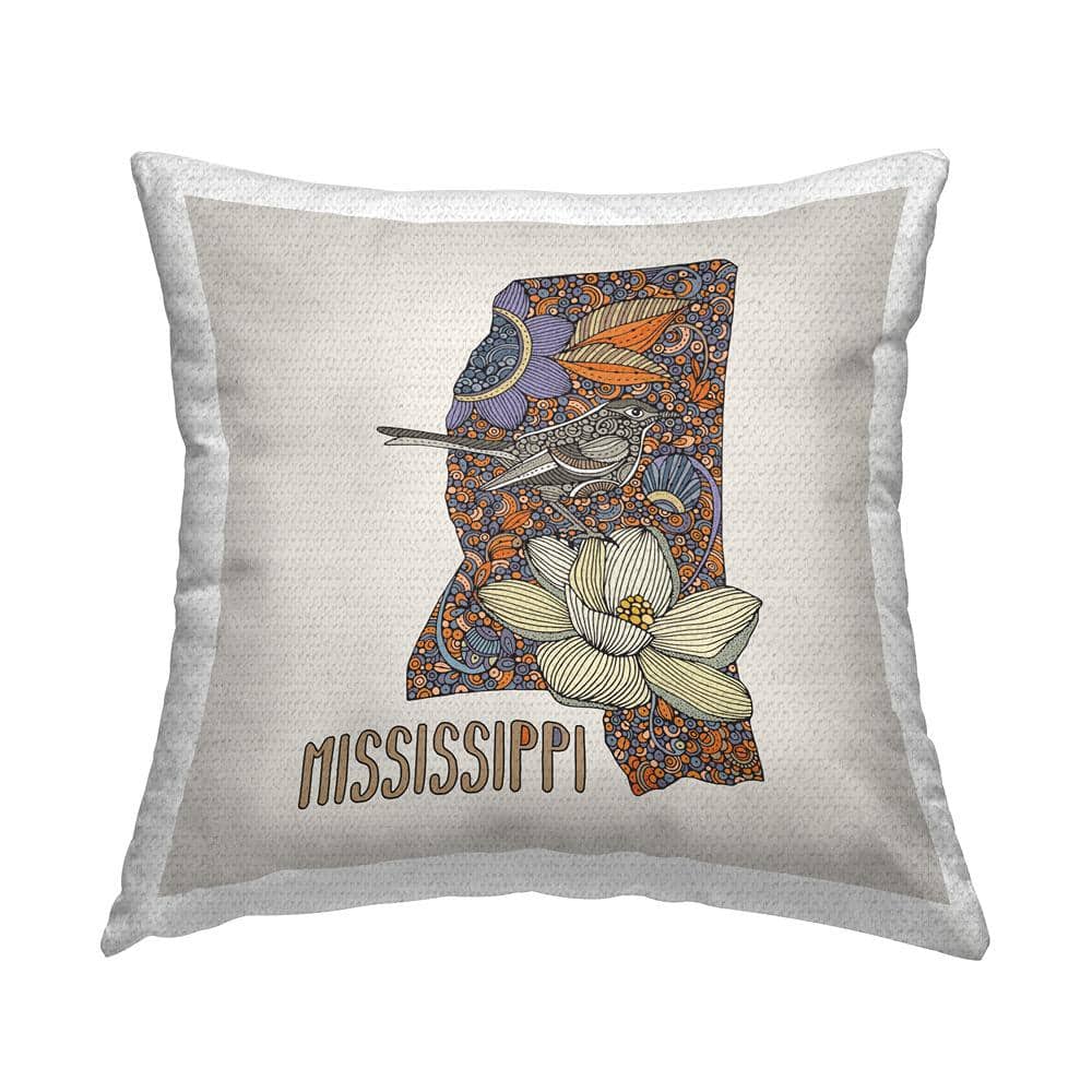 Mississippi Floral State Bird Multi-Color Square Outdoor Throw Pillow price history on PriceWatchPro