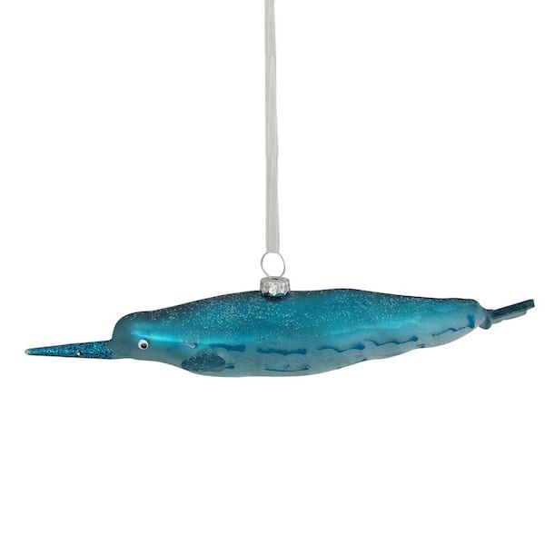 Northlight 7.5 in. Blue Glass Pipefish Christmas Ornament