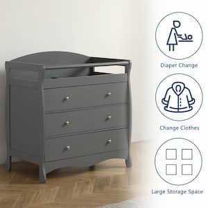 Gray Wood Changing Table with Drawers