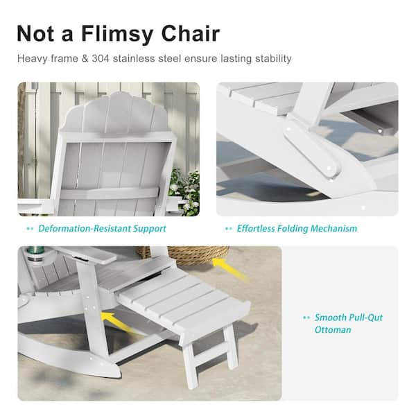 Livewood Folding Ergonomic Adirondack Chair, 3-Position Adjustable