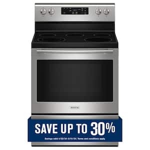 30 in. 5 Element Freestanding Electric Range in Fingerprint Resistant Stainless Steel with Steam Clean