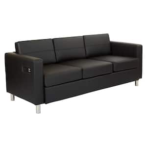 Atlantic 72.5 in. Black Faux Leather 3-Seater Lawson Sofa with Removable Cushions