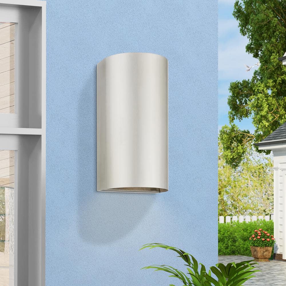 Brushed Nickel 1-Light Outdoor Wall Sconce, Dark Sky Compliant