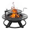 Bestier 47 in. Wood Burning Fire Pit Outdoor Backyard Patio Fire Pit with Cooking Grill Grate, Forest Style USHD-O700811D-BLK