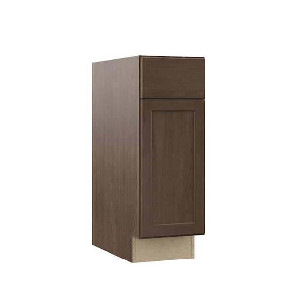 Hampton Bay Shaker 12 in. W x 24 in. D x 34.5 in. H Assembled Base Kitchen Cabinet in Brindle with Ball-Bearing Drawer Glides