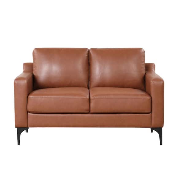 Serta Francis 55.5 in. Brown Faux Leather 2-Seater Loveseat