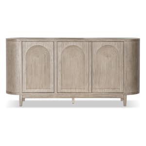 Hairin White Oak Wood 77 in. Buffet Server with 3-Doors