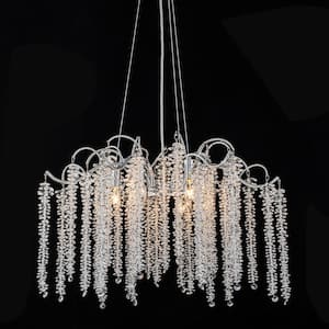 Theodora Modern Contemporary 6-Light Polished Chrome Chandelier with Hanging Crystal