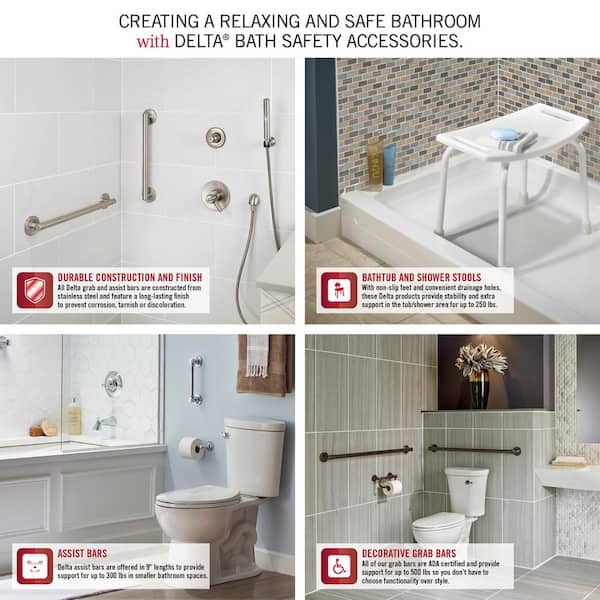 Delta 36 x 1-1/2 Concealed Screw Grab Bar in White DF5636W