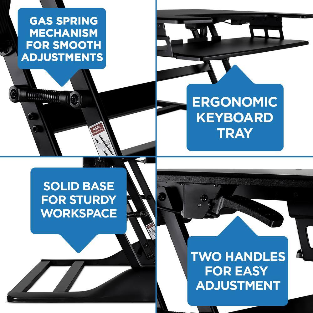 ErgoFlex Black Metal 50.6" Wide Standing Desk Converter with Gas Spring