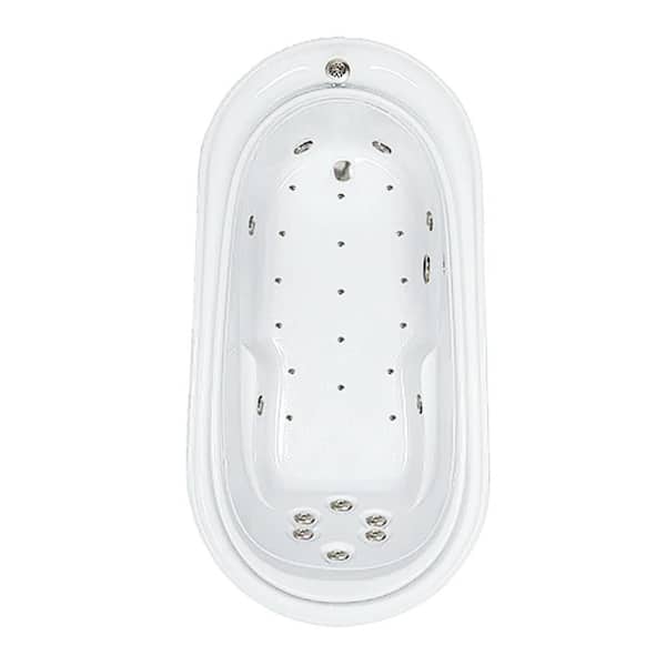 Comfortflo Premier 72 in. x 37 in. Acrylic Oval Drop-in Whirlpool and Air Bathtub with Reversible Drain in Bone
