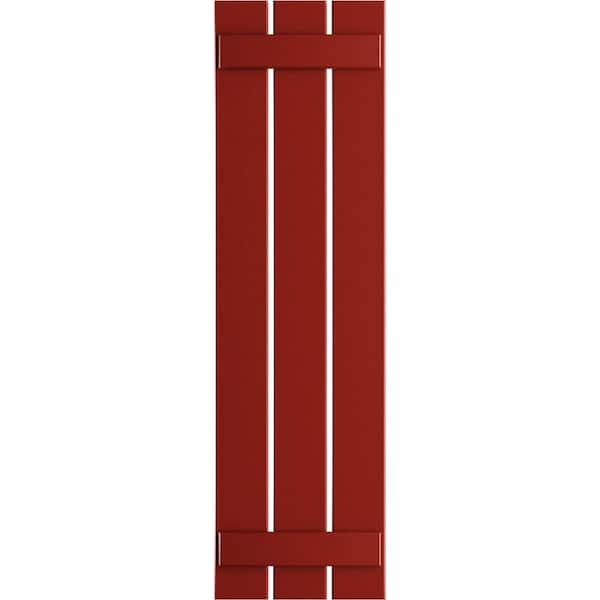 Ekena Millwork 17-1/8 in. x 40 in. True Fit PVC Three Board Spaced Board and Batten Shutters Pair in Fire Red