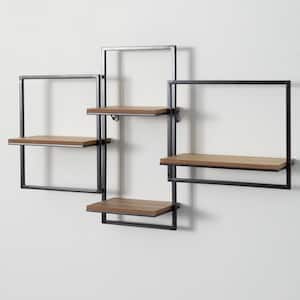31 in. x 6 in. x 20 in. Black Quadrate Open Wood Decorative Wall Shelf