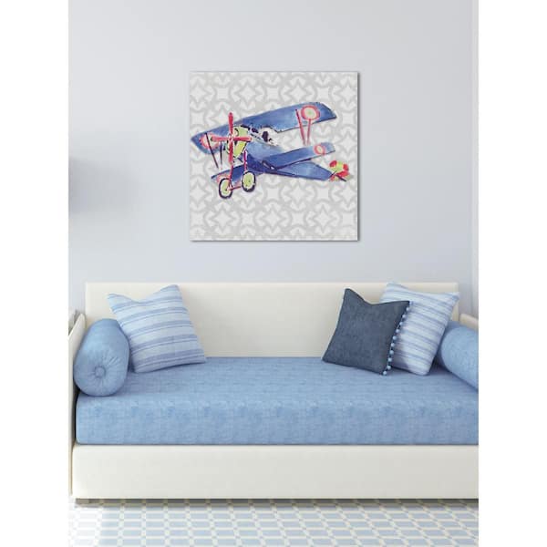 Unbranded 24 in. H x 24 in. W "Watercolor Biplane" by Reesa Qualia Printed Canvas Wall Art