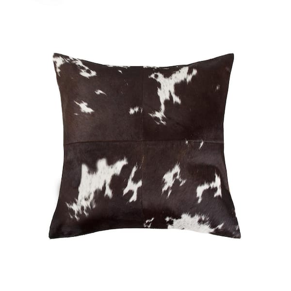 Torino Quattro Cowhide Chocolate & White Animal Print 18 in. x 18 in. Throw Pillow
