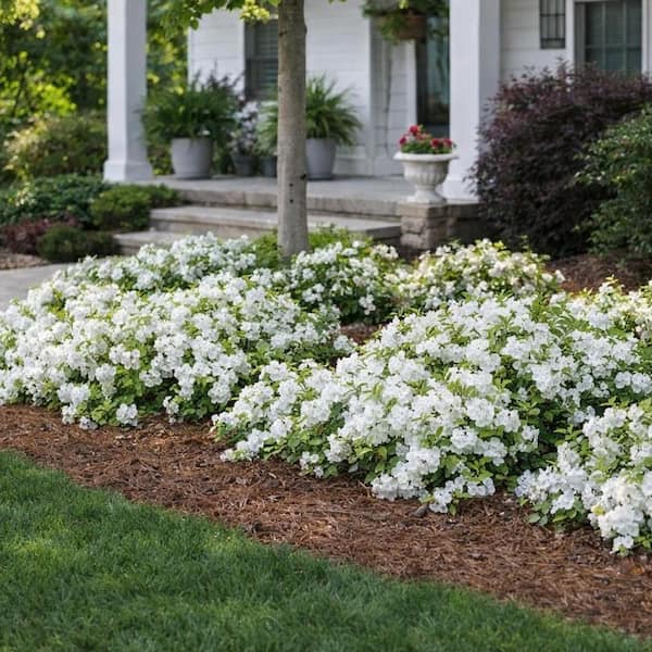 ブルレア、スイートバルーンプルオーバー、ホワイト 3 gal. Encore Autumn Moonlight Azalea Evergreen Shrub with White