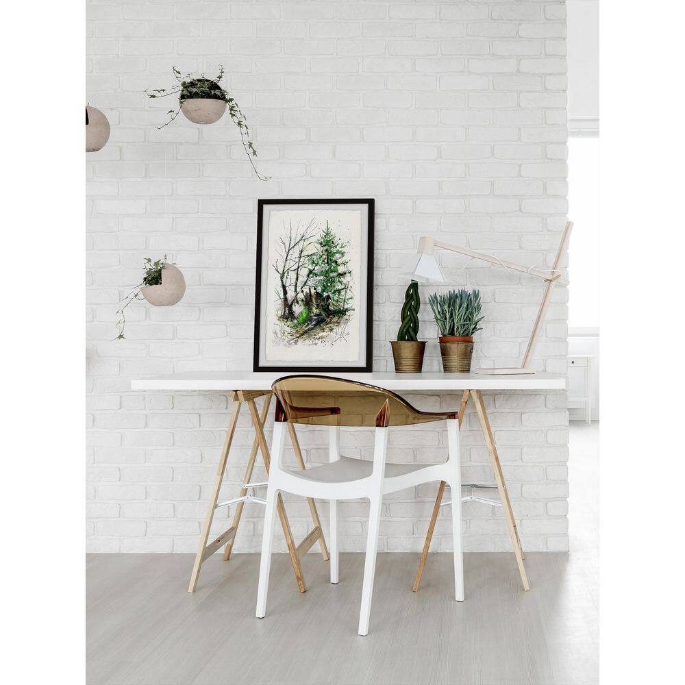 Green Christmas Tree Watercolor Print with Hand-Framed Archive Paper