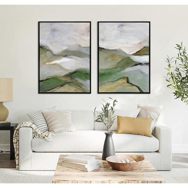 Sylvie "Whispers of the Hills 1 and 2" by Nikita Jariwala 2 Piece Beaded Black Framed Art Print Set 28 in. x 38 in.