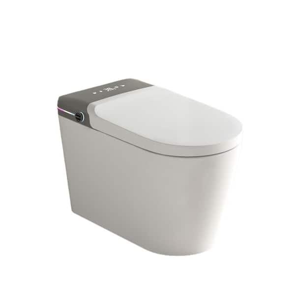 Smart Bidet Toilet 1.28 GPF in White with Remote Control, Auto Open/Close, Heated Seat, Warm Water, Foot Sensor