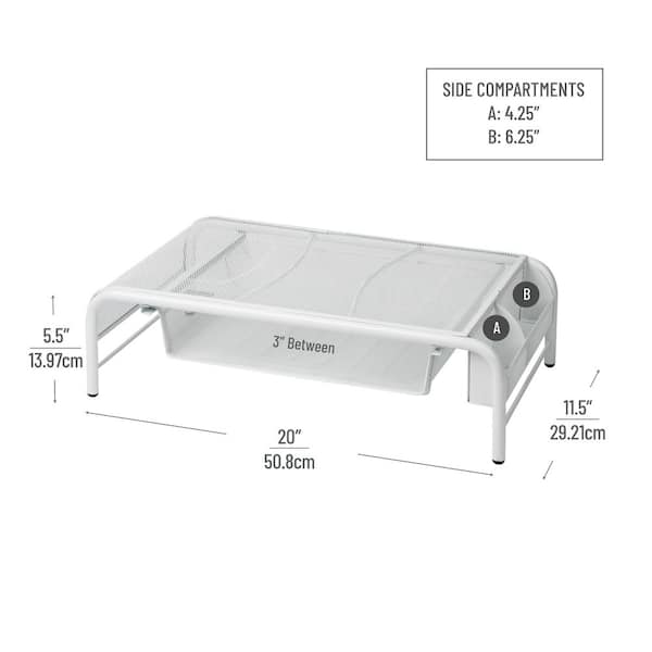 Mind Reader Desk Organizer with 2 Side Storage Compartments - Silver