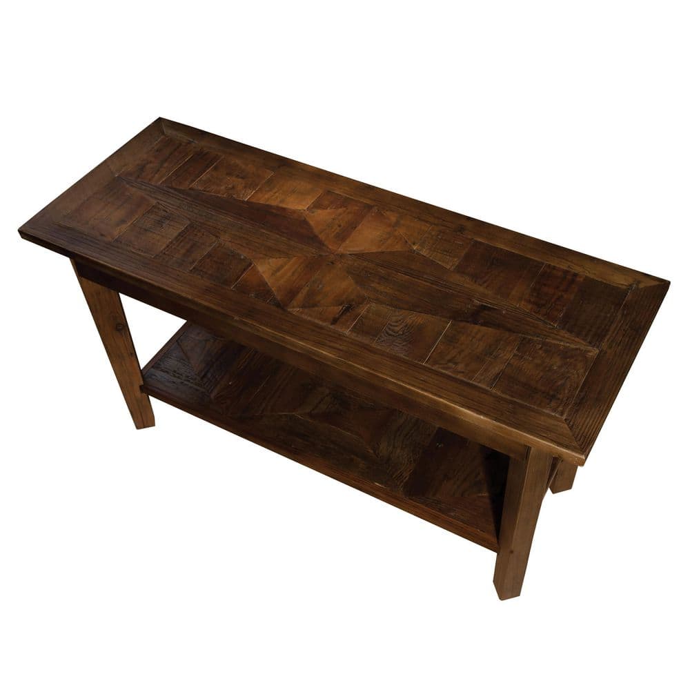 Revive Natural Reclaimed Wood Bench with Bottom Storage Shelf