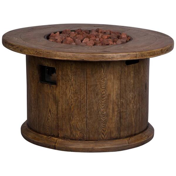 Shine Company Merida 40 in. Round Outdoor Fire Pit Table - Brown Shine Company Merida 40 in. Round Outdoor Fire Pit Table - Brown