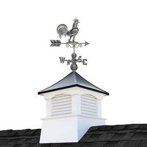 Coventry 26in. x x26in. Square x 62in. High Vinyl Cupola with Black Aluminum Roof and Zinc Aluminum Rooster Weathervane