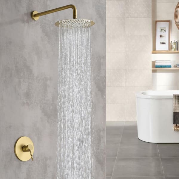 Staykiwi Single Handle 1-Spray Shower Faucet 1.5 GPM with Ceramic Disc Valves in. Golden Brushed
