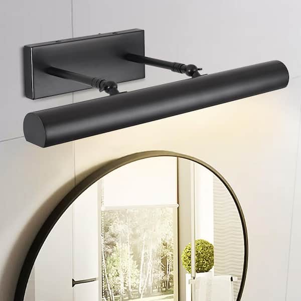 18 in. 3-Light Black Picture Light, Hardwired LED Wall Light, Dimmable Art Light, Gallery Lighting for Portrait Artwork